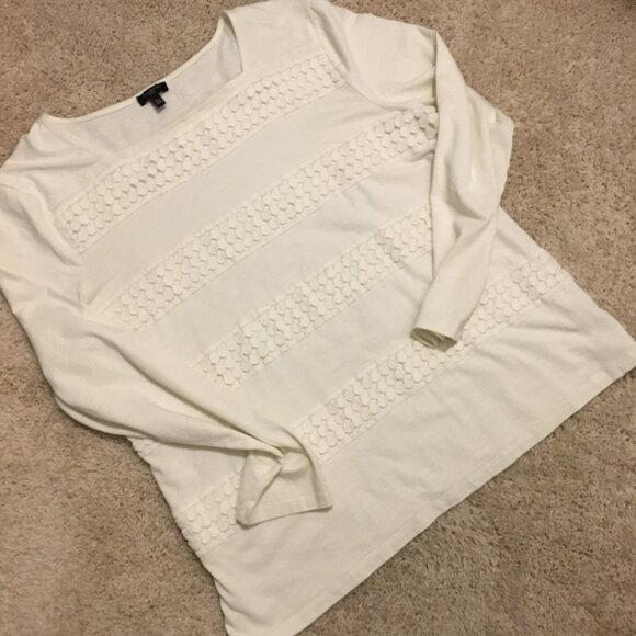 Cream Embroidery Banded Square Neck Long Sleeve Top - Picture 9 of 14